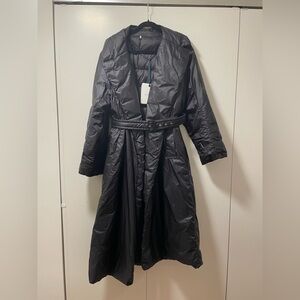 Rare Moncler Down Long Coat Puffer Robe Trench Jacket in Black / Gold size 5